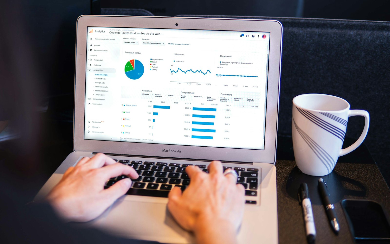 Reviewing website analytics for a local SEO campaign