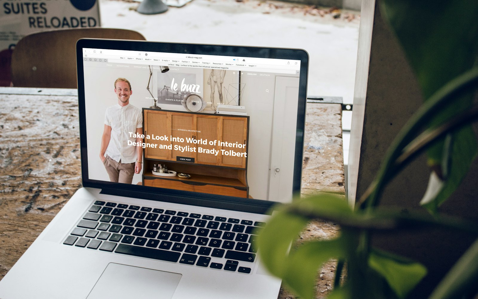 Laptop open on a website homepage